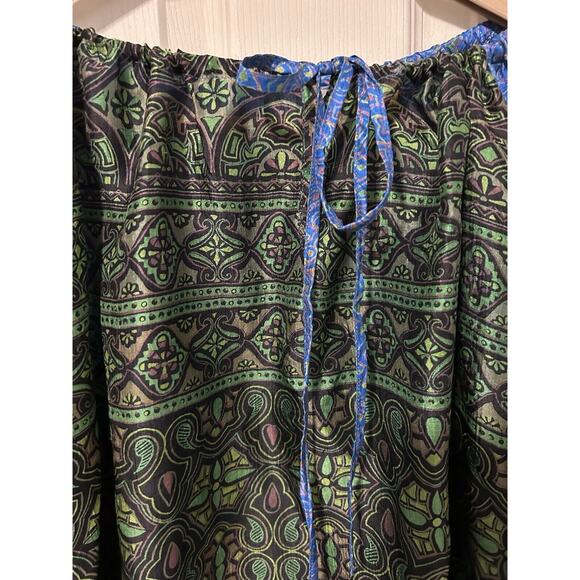Matta Blouse Size X Large 100% Silk Beautiful Blue And Green - Picture 3 of 9